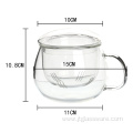 Round Shape Drinking Glass Tea Cup With Handle And Lid